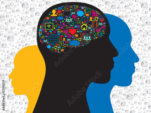 Brain in the social media icons