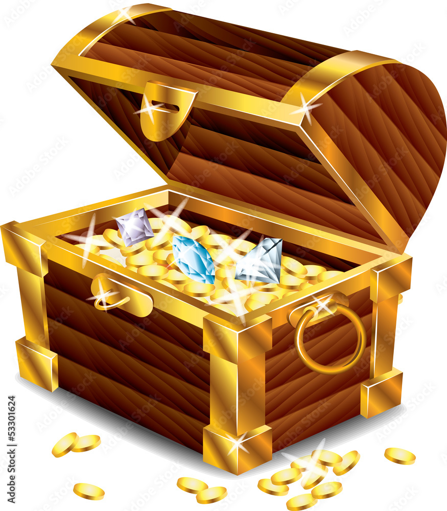 opened treasure chest photo-realistic vector Stock Vector | Adobe Stock