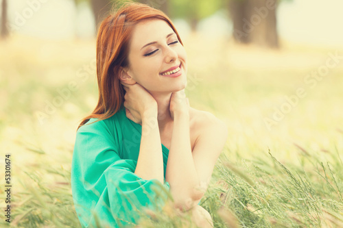 Redhead girl at outdoor