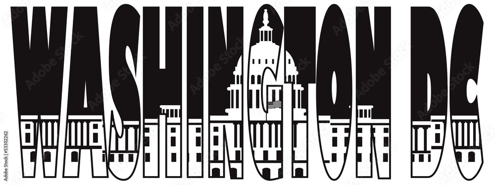 Washington DC Capitol Text Outline Illustration Washington DC Capitol Text Outline Illustration