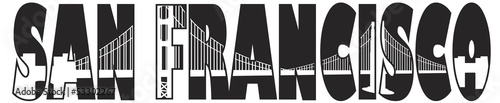 San Francisco Golden Gate Bridge Text Outline Illustration