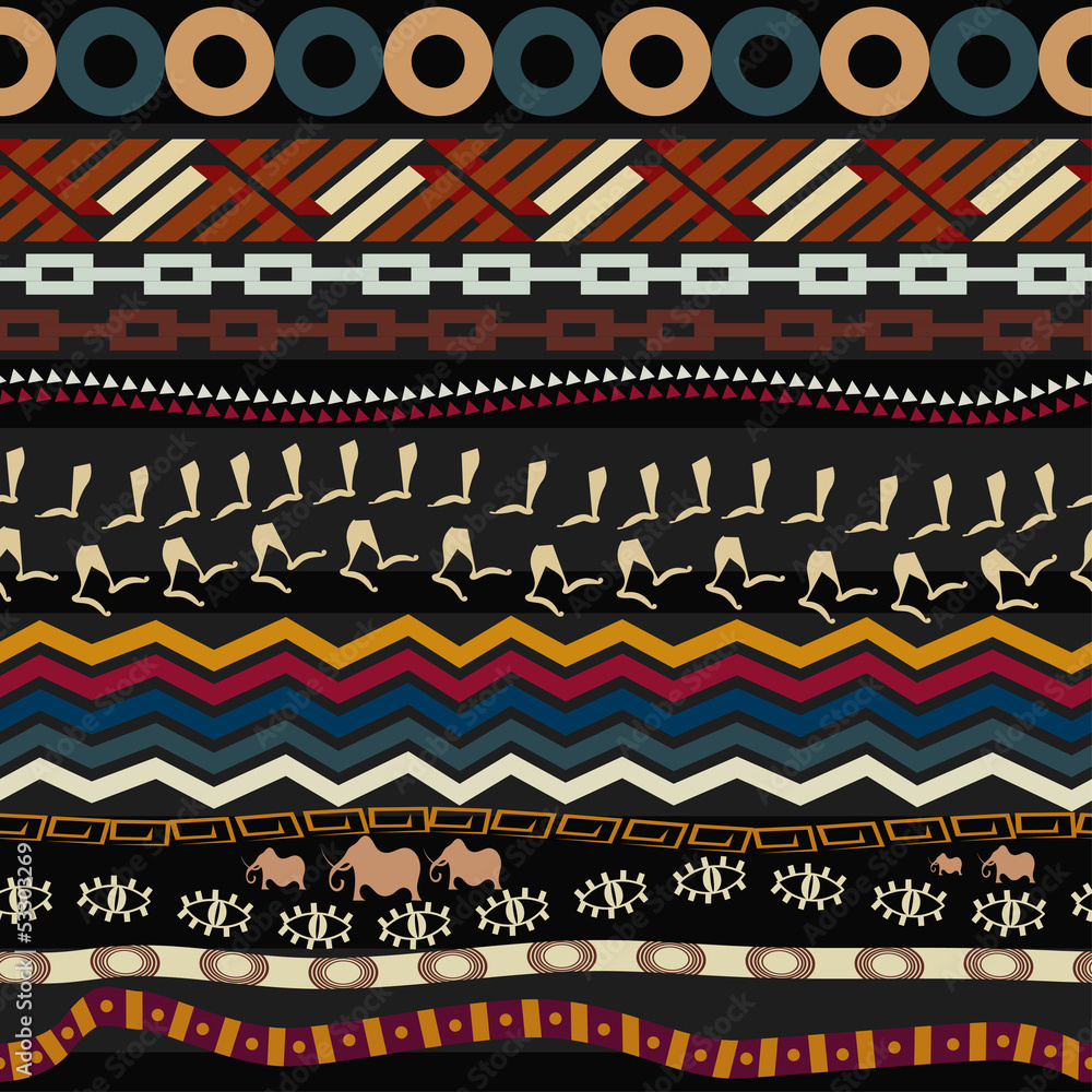 Tribal seamless pattern with figures of mammoth Tribal seamless pattern with figures of mammoth