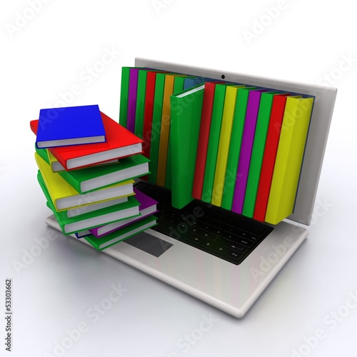 Books from your laptop on a white background photo