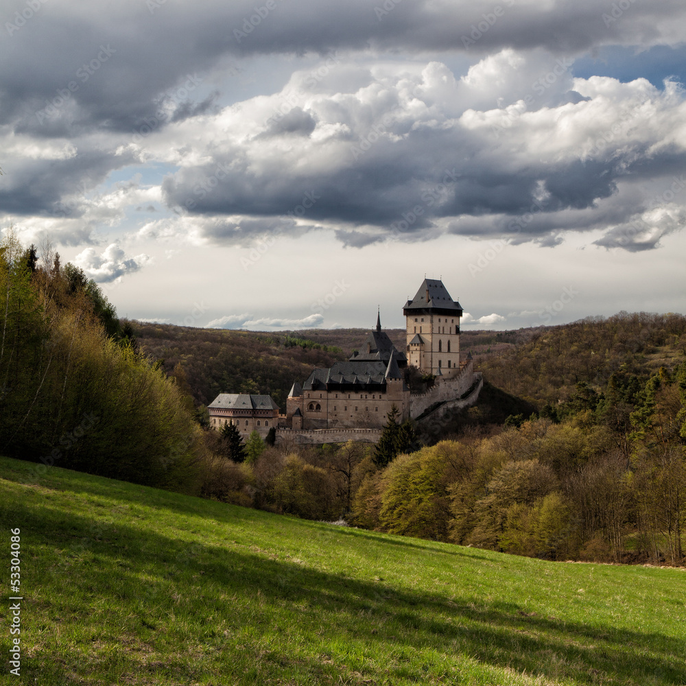 Karlstejn castle in the forest
