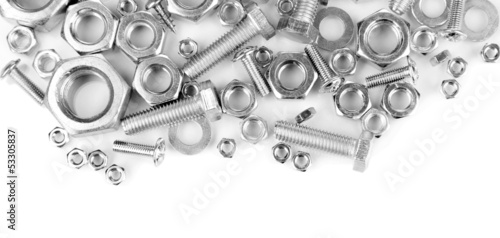 Bolts, screws, nuts isolated on white