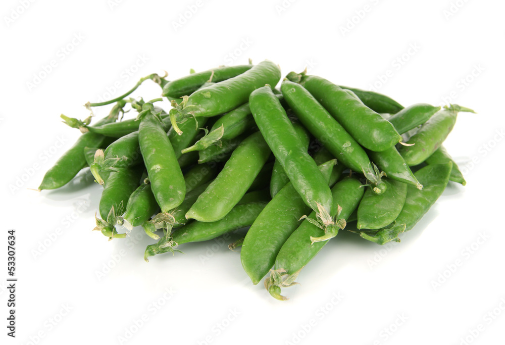 Sweet green peas isolated on white Sweet green peas isolated on white