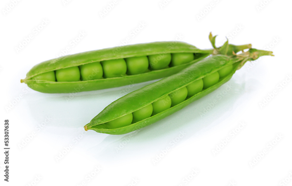 Sweet green peas isolated on white Sweet green peas isolated on white