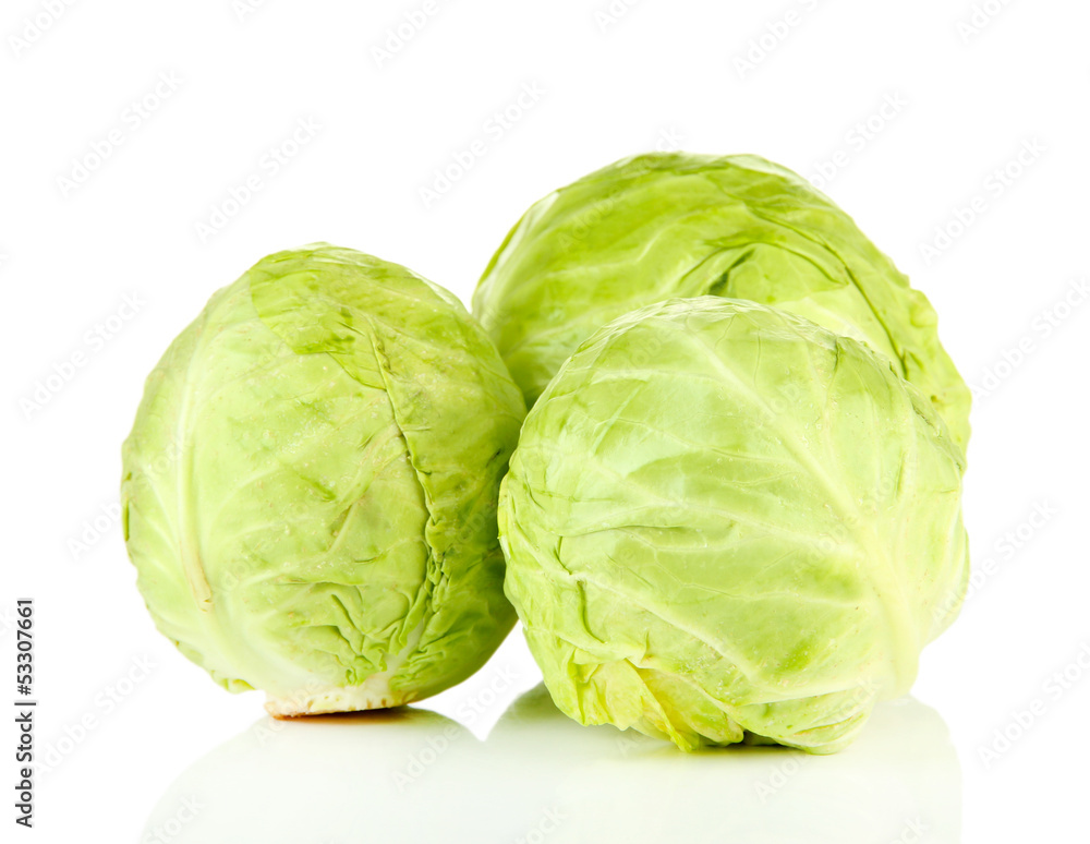 Green cabbage, isolated on white Green cabbage, isolated on white