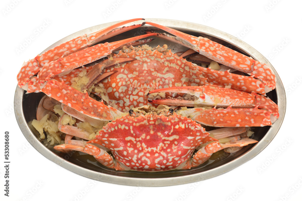 A Serving Of Cooked Flower Crab A Serving Of Cooked Flower Crab