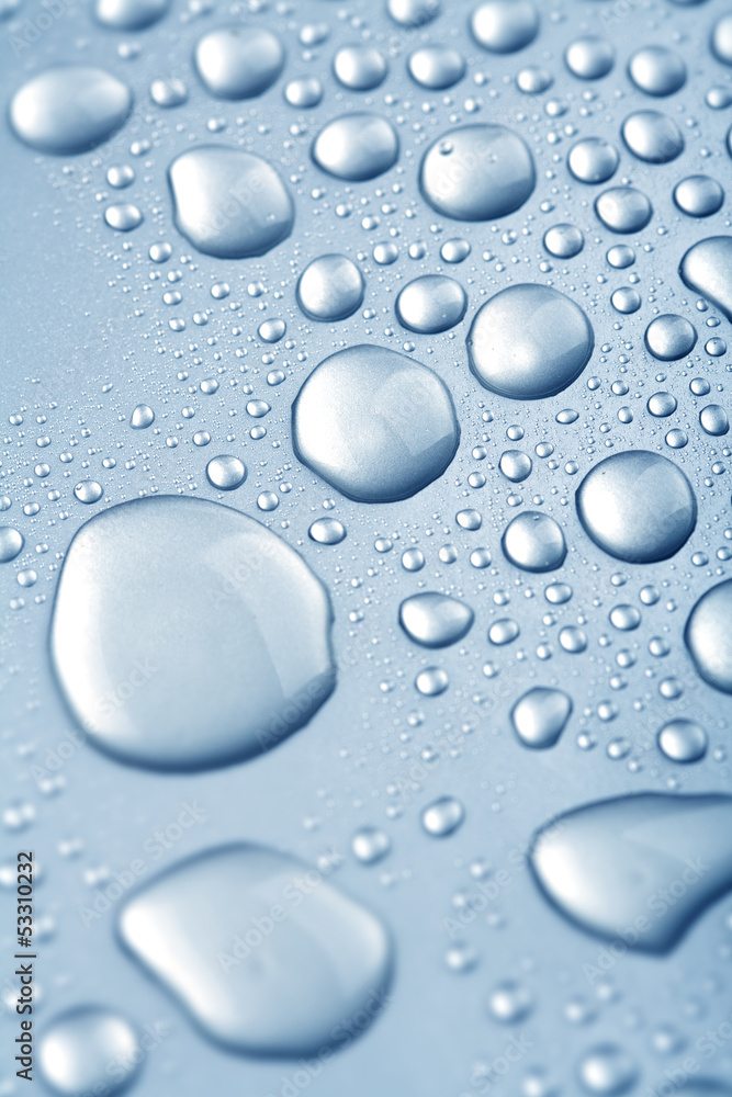 water drops on metalilc surface