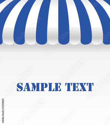 Blue and white strip shop awning