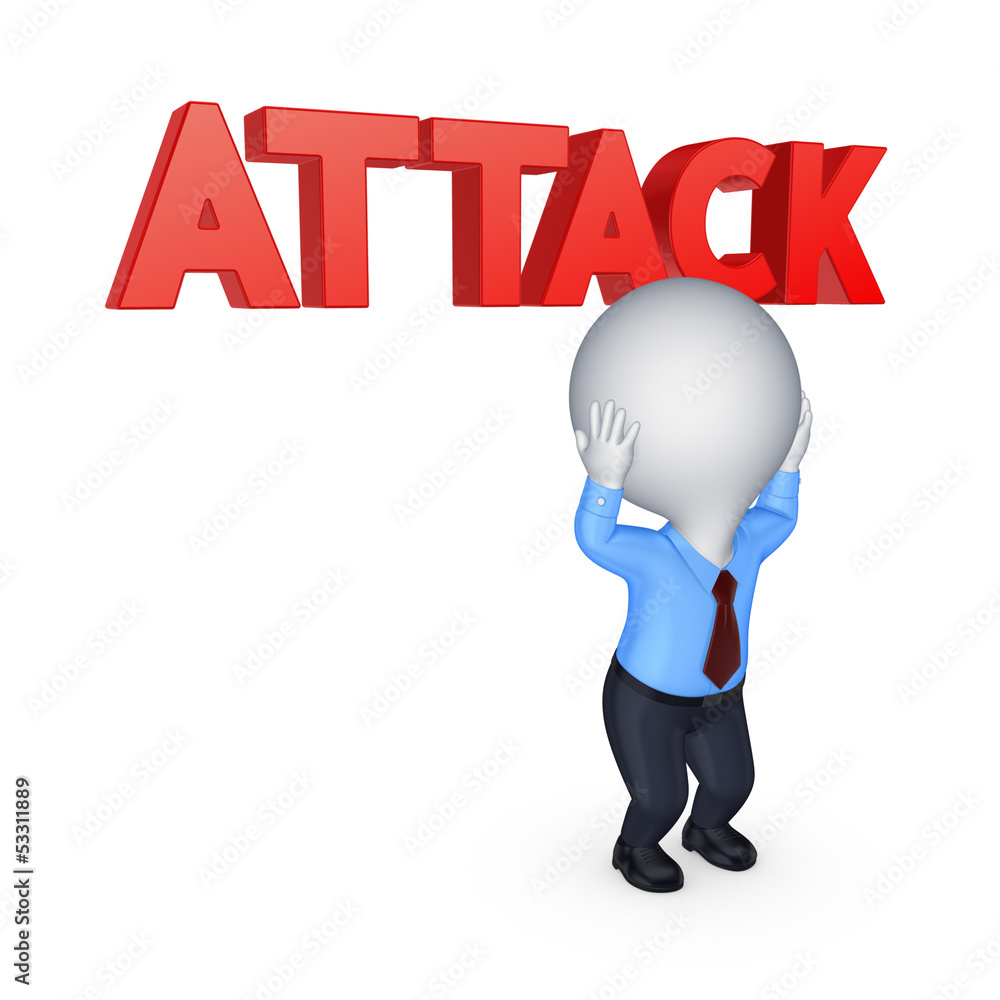 Worried 3d person and word ATTACK.