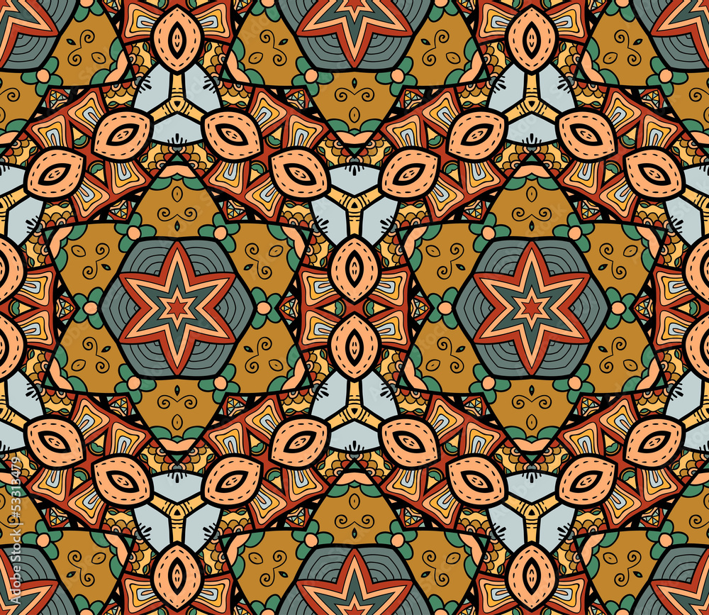 Seamless Abstract Pattern with marine inhabitants
