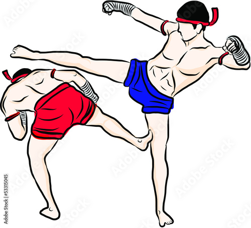 hand drawn Thai martial arts and muay thai boran