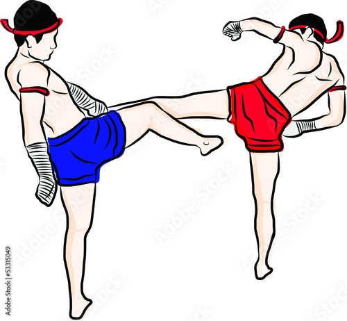 hand drawn Thai martial arts and muay thai boran