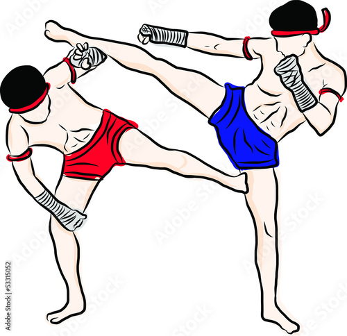 hand drawn Thai martial arts and muay thai boran
