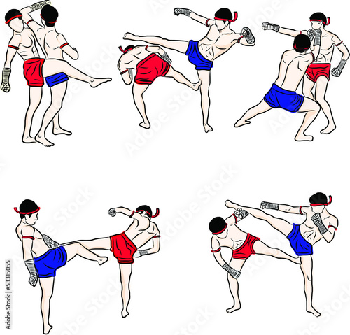 hand drawn Thai martial arts and muay thai boran