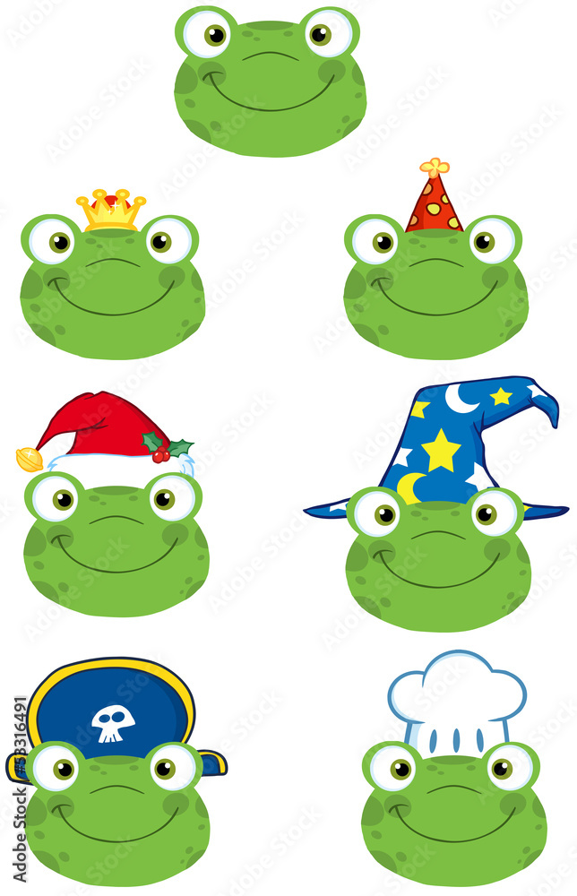 Frog Smiling Heads.Collection Frog Smiling Heads.Collection
