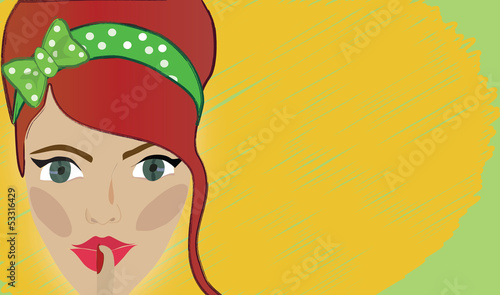 Beautiful woman with a finger on her lips