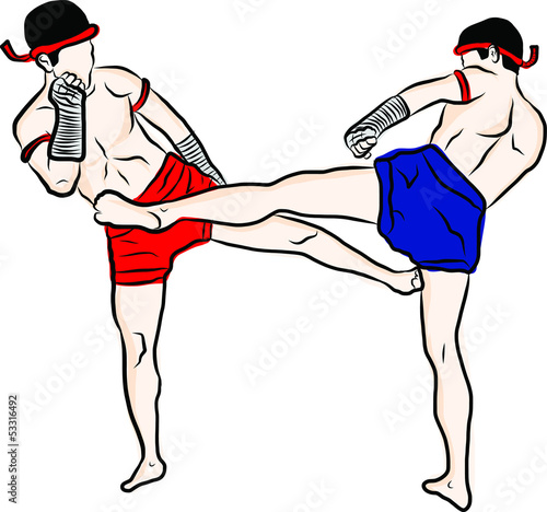 ้hand drawn Thai martial arts and muay thai boran 