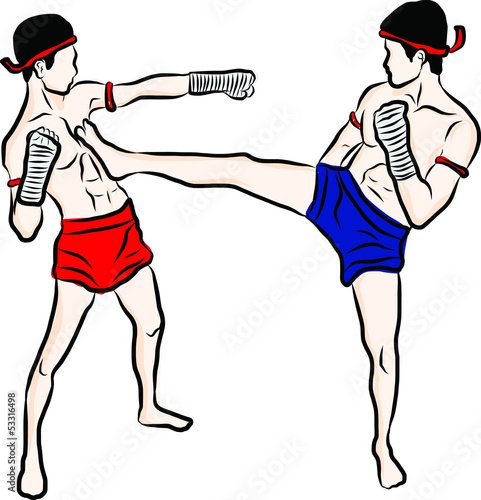 ้hand drawn Thai martial arts and muay thai boran 