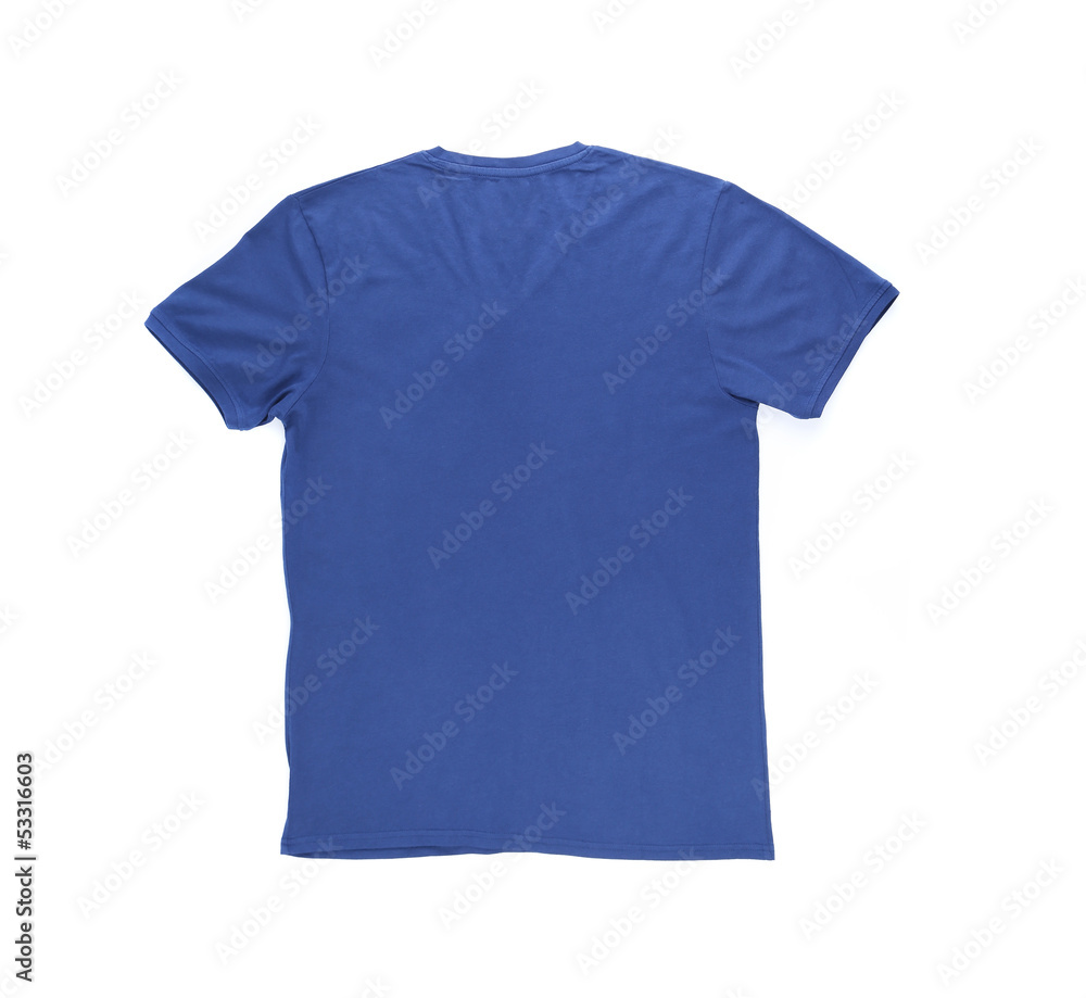 Men's blue T-shirt with clipping path. Back. Men's blue T-shirt with clipping path. Back.