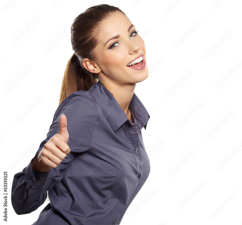 Happy smiling business woman with ok hand sign Happy smiling business woman with ok hand sign