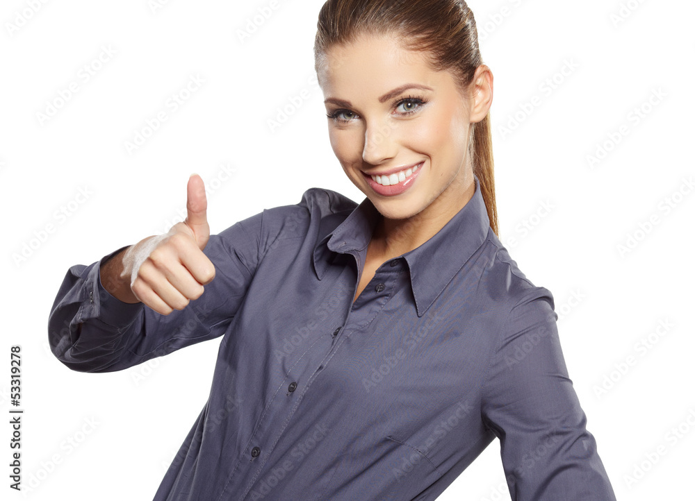 Happy smiling business woman with ok hand sign Happy smiling business woman with ok hand sign