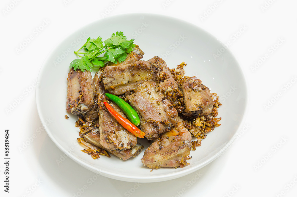 Fried Pork Ribs with Garlic Fried Pork Ribs with Garlic