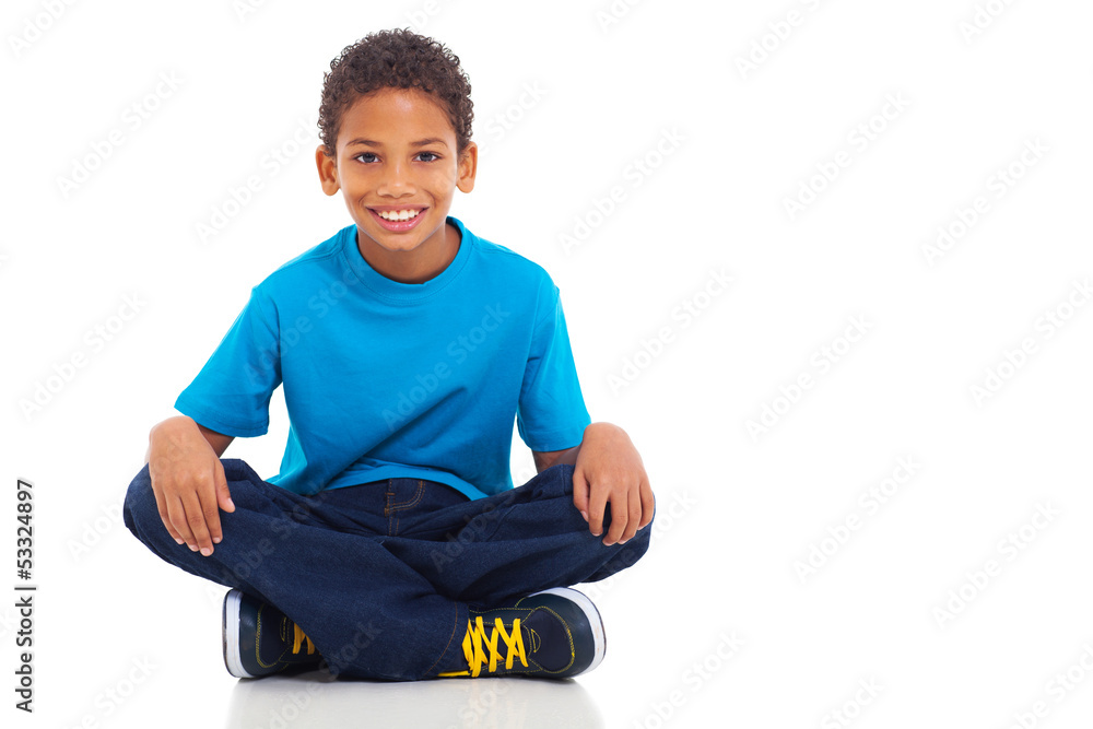 african american boy sitting on white background african american boy sitting on white background