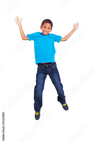 young african american boy jumping