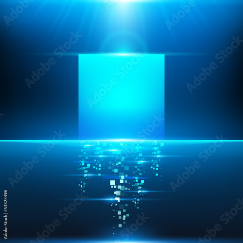 Glowing cube with particles