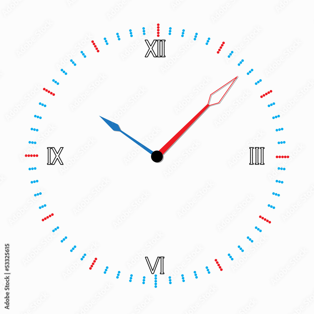 Three-color round clock.