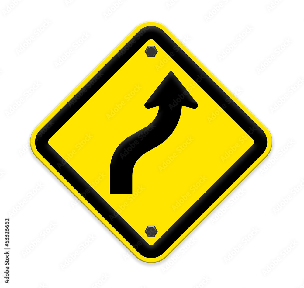 traffic sign curved warning . Part of a series. traffic sign curved warning . Part of a series.