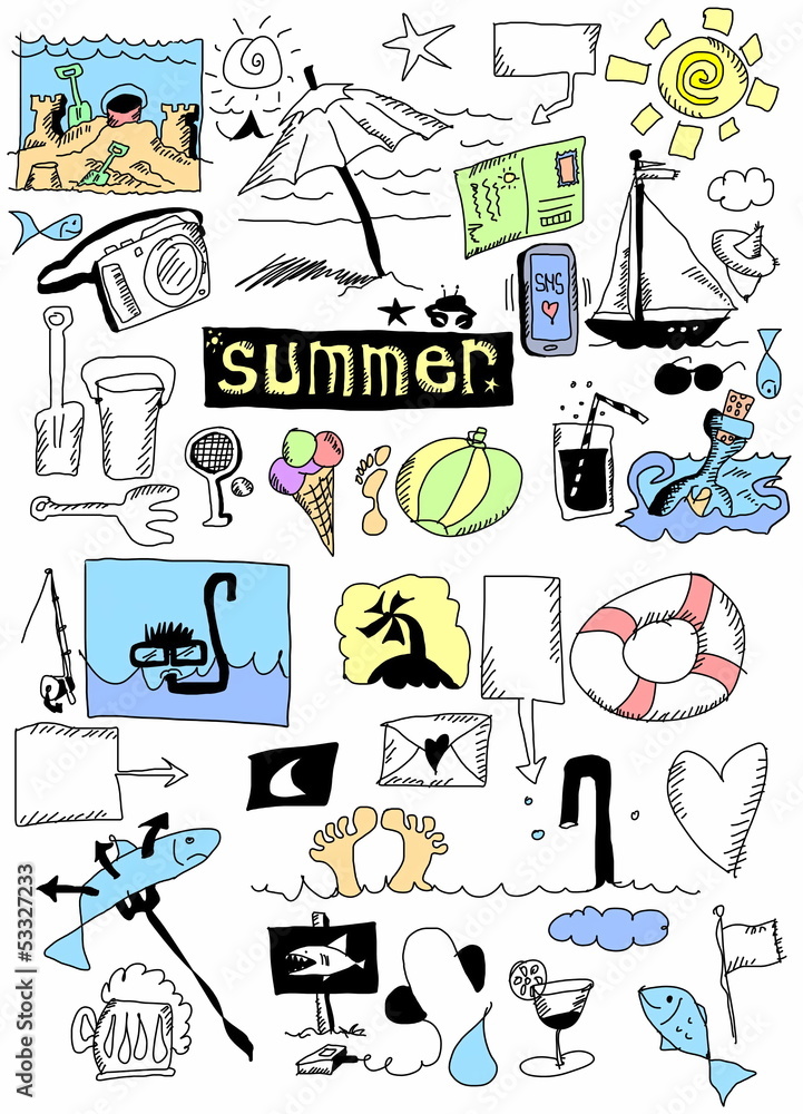 summer doodle set summer doodle set