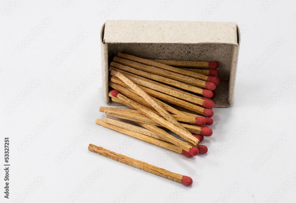 red matches and box isolated on a white background