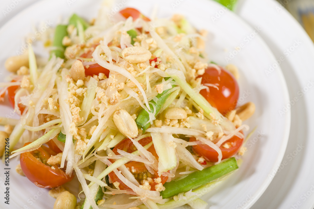 Som Tam - Green Papaya Salad. Thai & Lao Cuisine Som Tam - Green Papaya Salad. Thai & Lao Cuisine