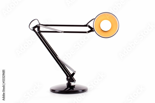 Vintage black desk lamp isolated on white