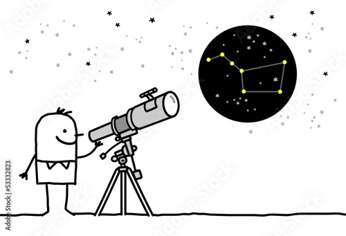 man & telescope