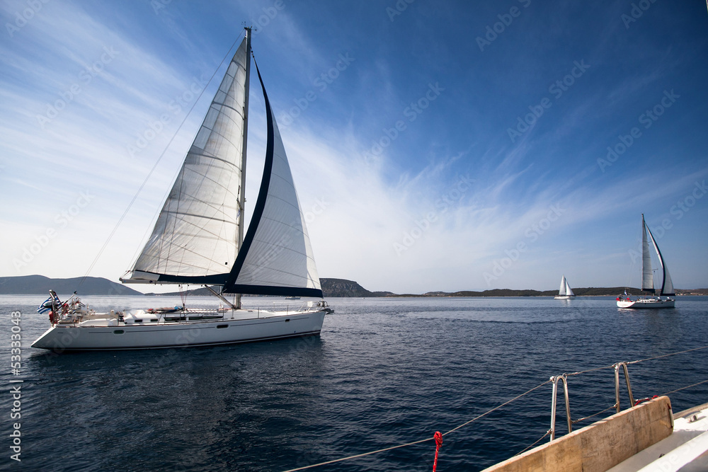 Sailing yacht race, picture with space for text or logos Sailing yacht race, picture with space for text or logos