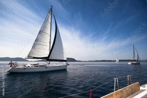 Sailing yacht race, picture with space for text or logos