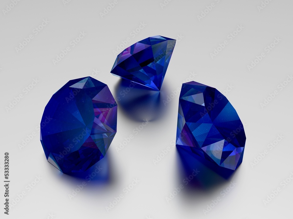 Fototapeta premium 3D Sapphire - 3 Blue Gems
