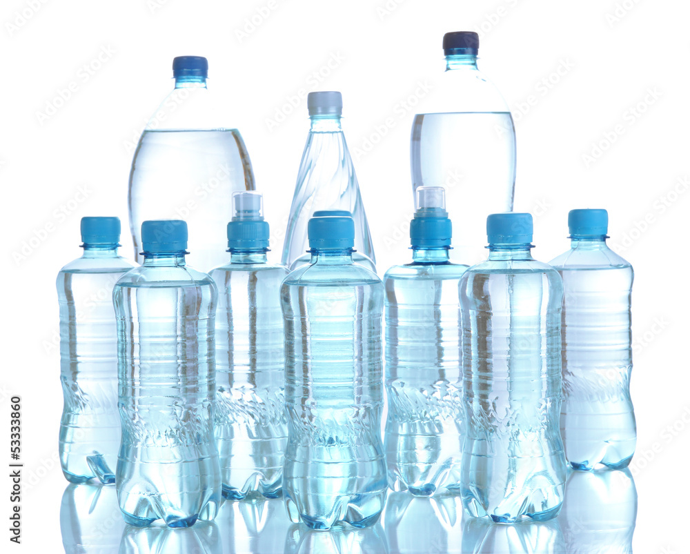 Different water bottles isolated on white Different water bottles isolated on white