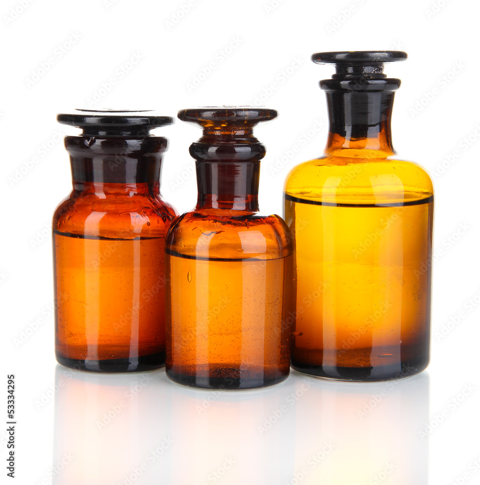 Medicine bottles isolated on white