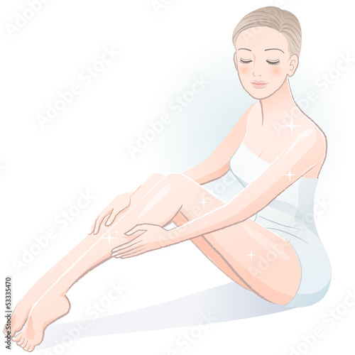 ビューティー エステ 女性 Beautiful spa woman sitting and touching legs