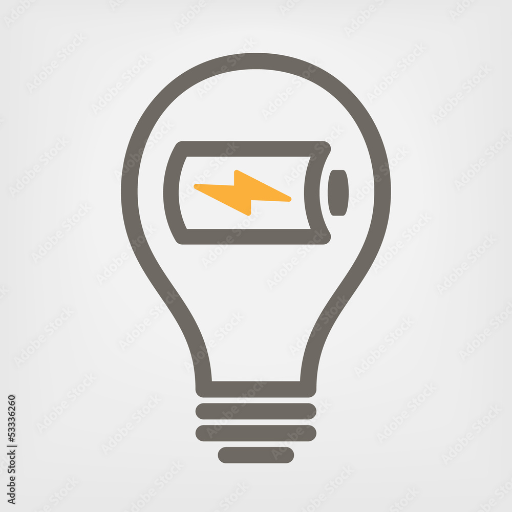 bulb with battery charging icon bulb with battery charging icon