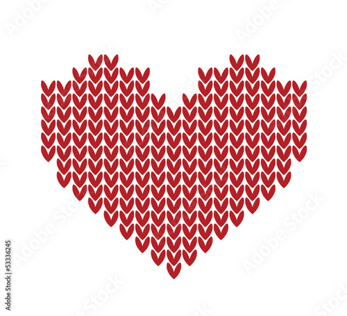 seamless Knitted vector pattern with red heart