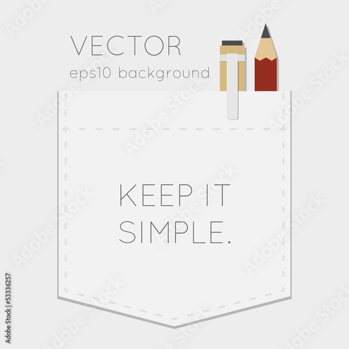 Pocket background with pen and pencil