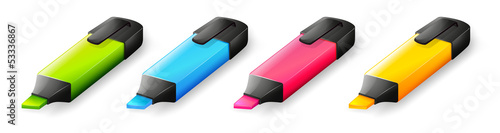 Four colorful markers