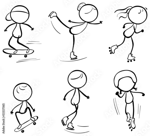 Silhouettes of people skating